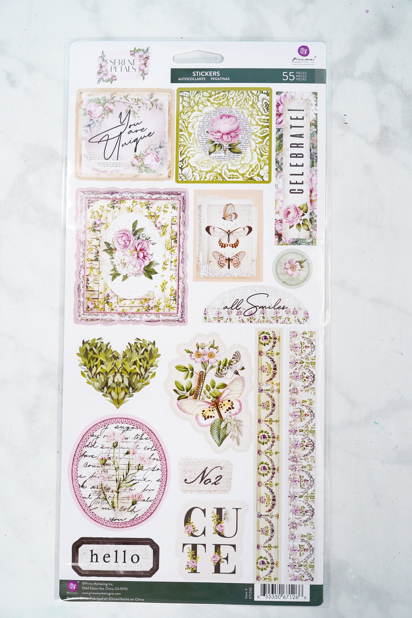 Prima Marketing Serene Petals Collection Stickers
