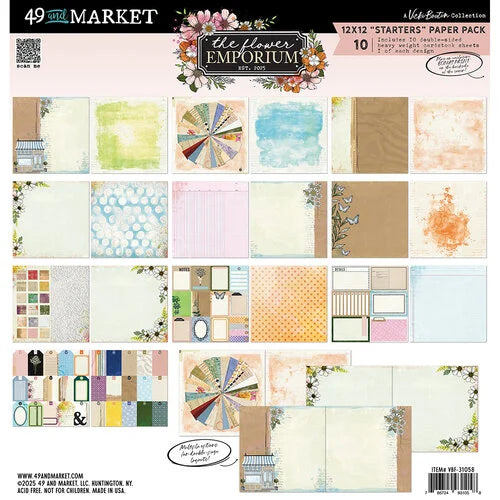 The Flower Emporium 12×12 “Starters” Paper Pack (10 papers, 1 ea)