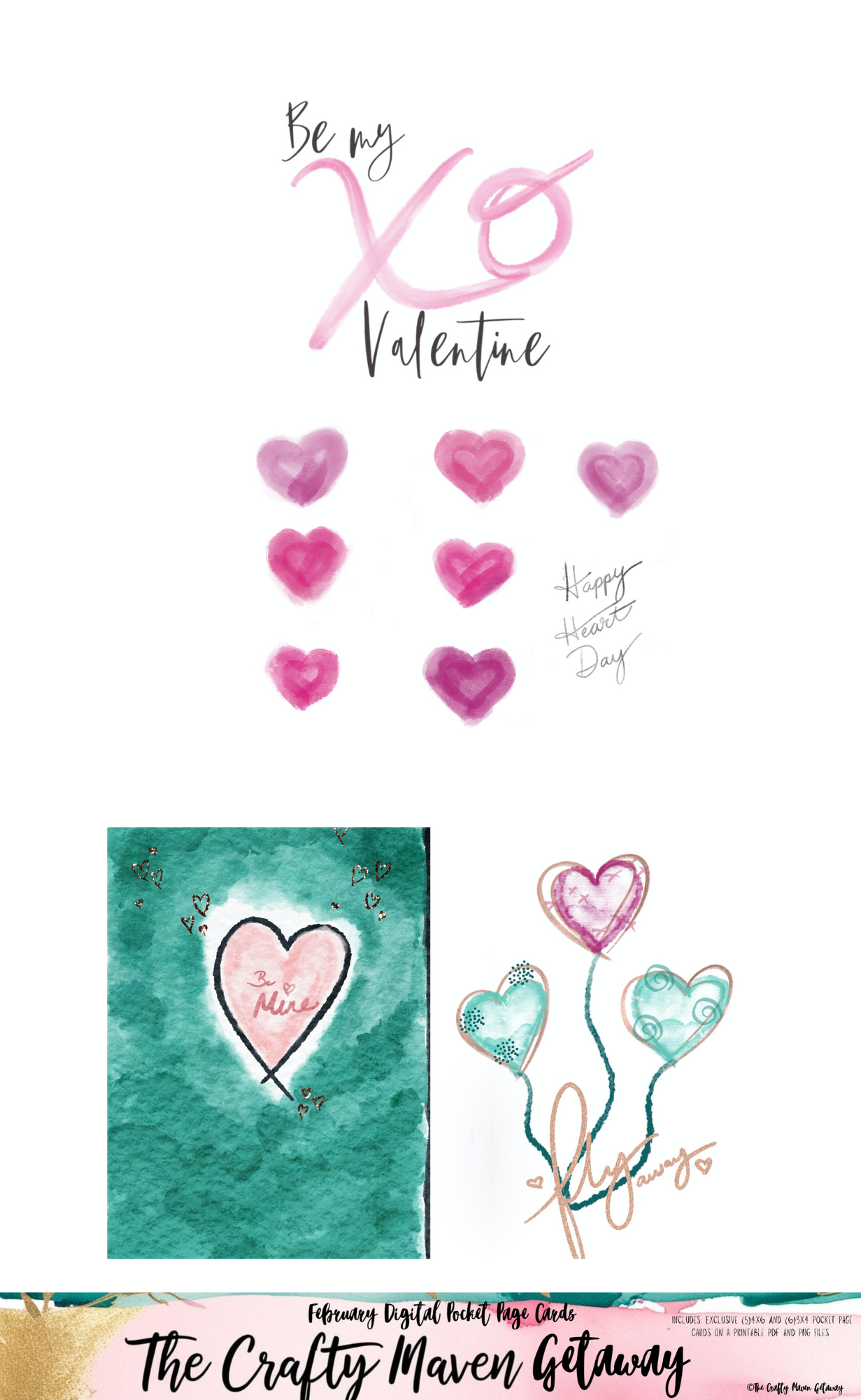 February Digital Pocket Page Cards