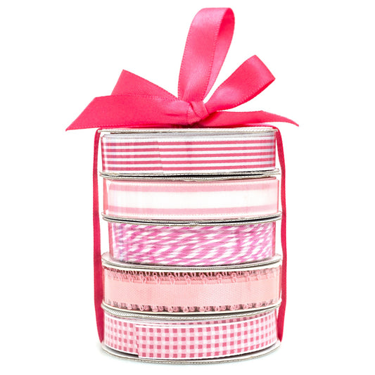 American Crafts Premium Ribbon & Twine 5/Pkg-Spring Pink