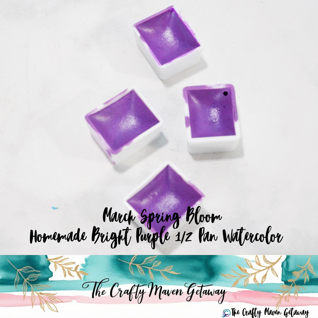 March Spring Blooms 1/2 Pan Homemade Watercolor Bright Purple