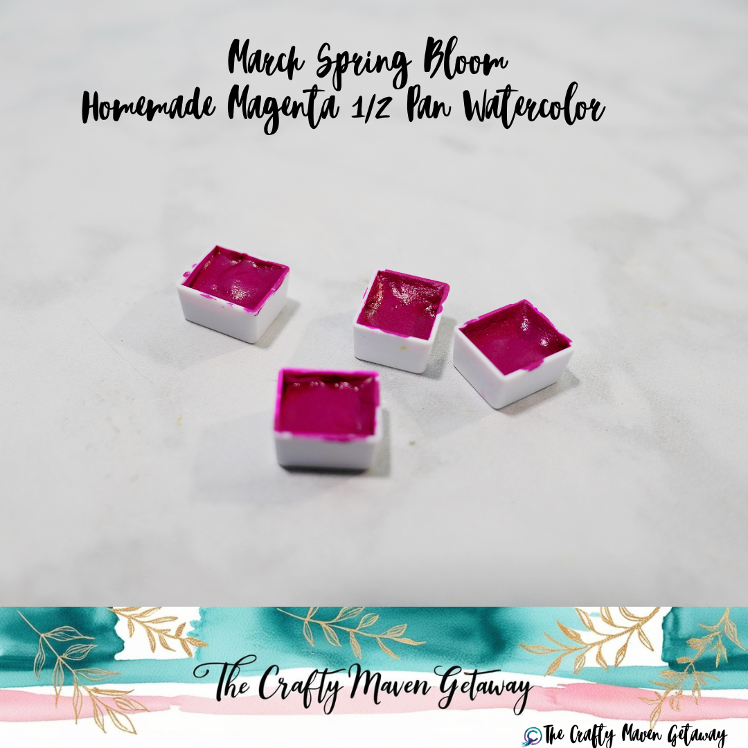 March Spring Blooms 1/2 Pan Homemade Watercolor Magenta