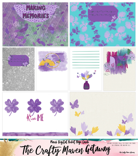 March Spring Blooms Digital Pocket Page Cards