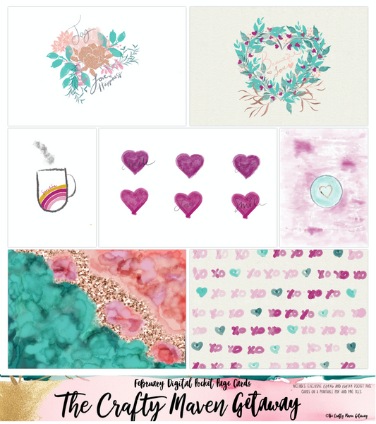 February Digital Pocket Page Cards